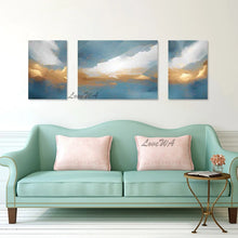 Load image into Gallery viewer, 3 Panel Canvas Art, Gold Foil Abstract Modern Paintings, Acrylic Designs, Pictures Wall For Living Room Home Interior Decor