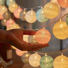 Load image into Gallery viewer, 20LED Ball String Lights Lantern Rattan Battery or USB Control Wedding Christmas Decor Lighting Home Party Garden Ornament Lamps