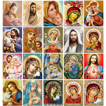 Cargar imagen en el visor de la galería, Pintura de diamante 5D religiosa Madonna Jesús, bordado de diamantes, mosaico DIY, punto de cruz redondo completo, decoración del hogar, promoción