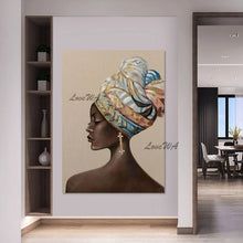 Load image into Gallery viewer, 3D Girl Face Abstract Art Picture New Design Figure Wall Mural Decor Unframed Gold Foil Textured Handmade Paintings On Canvas