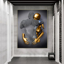 Load image into Gallery viewer, 3PCS Black and Gold Statue Posters Love Heart Figure Canvas Painting Wall Art Prints Pictures for Living Room Modern Home Decor