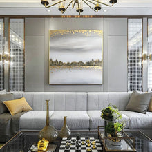 Laden Sie das Bild in den Galerie-Viewer, Abstract Gold Foil Landscape Hand Painted Oil Painting Canvas Decor Poster Wall Art Picture Living Room Bedroom Restaurant Hotel