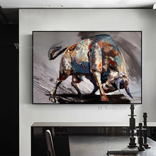 Load image into Gallery viewer, 100% Hand Painted Bull Canvas Art Oil Painting Wall Decor Mural Modern Acrylic Poster Unframed For Living Room Bedroom Bar Hotel