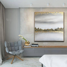 Laden Sie das Bild in den Galerie-Viewer, Abstract Gold Foil Landscape Hand Painted Oil Painting Canvas Decor Poster Wall Art Picture Living Room Bedroom Restaurant Hotel