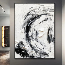 Загрузите изображение в программу просмотра галереи, Hand Painted Modern Wall Painting Art Heavy Textured Thick 3D Abstract White Black Oil Painting Canvas Picture Art Wall Artwork