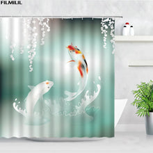 Charger l'image dans la galerie, Rideaux de douche à fleurs Koi, grue à carpe, oiseaux floraux roses, Style chinois asiatique, rideau de bain en tissu Polyester, crochets de décoration de salle de bains