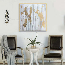 Cargar imagen en el visor de la galería, 100% Handmade Abstract Gold Foil Wall Painting Canvas Art Oil Painting Acrylic Interior Mural for Living Room Bedroom Restaurant