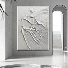 Cargar imagen en el visor de la galería, Arte abstracto pintado a mano, textura acrílica, arte de pared, lienzo blanco y negro, pintura al óleo abstracta moderna, decoración hecha a mano