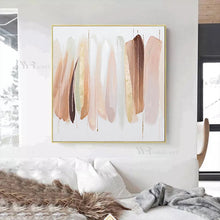 Загрузите изображение в программу просмотра галереи, Nordic Hand Painted Abstract Gold Pink Oil Painting On Canvas Wall Poster Hanging Picture Image For Living Room Bedroom Unframed