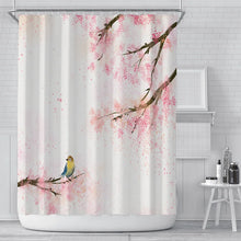 Charger l'image dans la galerie, Rideau de douche à fleurs roses, doublure de Style asiatique et japonais, rideau de douche en fleurs de cerisier, imperméable, imprimé 3D