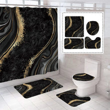 Carica l'immagine nel visualizzatore della Galleria, Flash Pink Marble Shower Curtains Shiny Decor for Bathroom Polyester Fabric Decorative Bath Screen Toilet Cover Carpet WC Sets