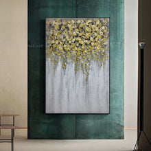 Laden Sie das Bild in den Galerie-Viewer, Abstract Money Trees Gold Painting For Home Decoration Hand Painted Canvas Oil Painting Drawing Picture Wall Poster Living Room