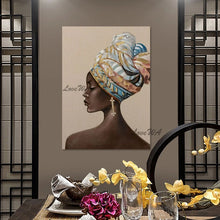 Load image into Gallery viewer, 3D Girl Face Abstract Art Picture New Design Figure Wall Mural Decor Unframed Gold Foil Textured Handmade Paintings On Canvas