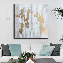 Cargar imagen en el visor de la galería, 100% Handmade Abstract Gold Foil Wall Painting Canvas Art Oil Painting Acrylic Interior Mural for Living Room Bedroom Restaurant