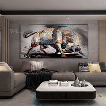 Load image into Gallery viewer, 100% Hand Painted Bull Canvas Art Oil Painting Wall Decor Mural Modern Acrylic Poster Unframed For Living Room Bedroom Bar Hotel