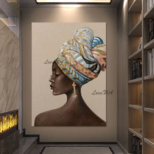 Load image into Gallery viewer, 3D Girl Face Abstract Art Picture New Design Figure Wall Mural Decor Unframed Gold Foil Textured Handmade Paintings On Canvas
