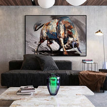 Load image into Gallery viewer, 100% Hand Painted Bull Canvas Art Oil Painting Wall Decor Mural Modern Acrylic Poster Unframed For Living Room Bedroom Bar Hotel
