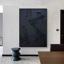 Cargar imagen en el visor de la galería, Arte abstracto pintado a mano, textura acrílica, arte de pared, lienzo blanco y negro, pintura al óleo abstracta moderna, decoración hecha a mano