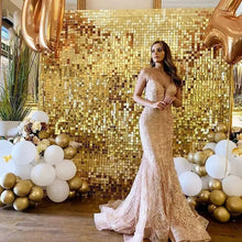 Load image into Gallery viewer, 2m Party Background Curtain Sequin Backdrop Birthday Wedding Decor Baby Shower Sequin Wall Glitter Backdrop Foil Curtain Garland
