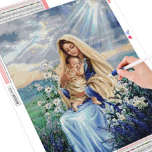 Cargar imagen en el visor de la galería, Pintura de diamante 5d, bordado de diamantes de la Virgen María, punto de cruz, imágenes religiosas de diamantes de imitación, Kit para manualidades en mosaico