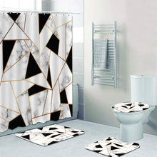 Charger l'image dans la galerie, Ensemble de rideaux de douche en marbre Rose or Rose et gris, pour salle de bain, tapis de bain géométrique hexagone, tapis de toilette cortina de ducha