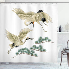 Charger l'image dans la galerie, Rideaux de douche à fleurs Koi, grue à carpe, oiseaux floraux roses, Style chinois asiatique, rideau de bain en tissu Polyester, crochets de décoration de salle de bains