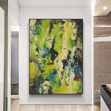 Laden Sie das Bild in den Galerie-Viewer, Abstract Green Rock Wall Painting For Home Decor Hand Drawn Canvas Oil Painting Hanging Poster Art Picture For Living Room Sofa