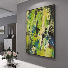 Laden Sie das Bild in den Galerie-Viewer, Abstract Green Rock Wall Painting For Home Decor Hand Drawn Canvas Oil Painting Hanging Poster Art Picture For Living Room Sofa