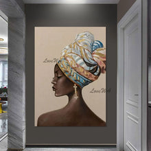 Load image into Gallery viewer, 3D Girl Face Abstract Art Picture New Design Figure Wall Mural Decor Unframed Gold Foil Textured Handmade Paintings On Canvas