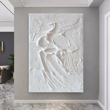 Загрузите изображение в программу просмотра галереи, Abstract 3D Gold Thick Art Handmade Oil Painting Canvas White Paintings Wall Pictures Art Wall Artwork For Dining Room Unframed