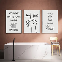 Load image into Gallery viewer, Abstract Humour Bad Smell Funny Bathroom Poster Black White Prints Canvas Painting Wall Art Pictures WC Toilet Room Decor