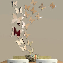 Load image into Gallery viewer, 12Pcs/lot 3D Butterfly Mirror Wall Sticker Decal Wall Art Removable Wedding Decoration Kids Room Decoration Sticker