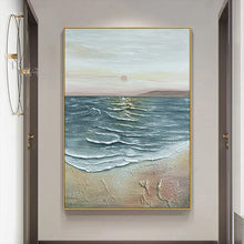 Load image into Gallery viewer, 3D Texture Canvas Art Mural Abstract Seascape Handmade Oil Painting Wall Decoration Poster Living Room Bedroom Restaurant Hotel