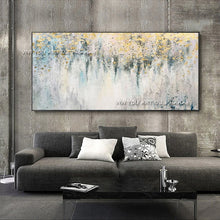 Cargar imagen en el visor de la galería, 100% hecho a mano, pintura de textura abstracta, color blanco, dorado y gris, imagen de arte moderno para sala de estar, arte en lienzo moderno de alta calidad