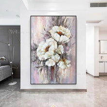 Load image into Gallery viewer, Abstract White Flowers Picture Wall Art Poster For Home Decor Pure Handmade Oil Painting On Canvas For Living Room Bedroom Decor