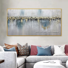 Cargar imagen en el visor de la galería, 100% hecho a mano, pintura de textura abstracta, color blanco, dorado y gris, imagen de arte moderno para sala de estar, arte en lienzo moderno de alta calidad