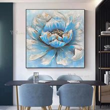 Load image into Gallery viewer, 3D Texture Abstract Blue Flower Decoration Poster Handmade Oil Painting Wall Art Picture Living Room Restaurant Bedroom Mural