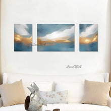 Load image into Gallery viewer, 3 Panel Canvas Art, Gold Foil Abstract Modern Paintings, Acrylic Designs, Pictures Wall For Living Room Home Interior Decor