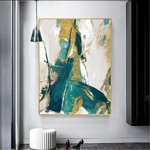 Загрузите изображение в программу просмотра галереи, Abstract Hand Painted Oil Painting With Gold Foil On Canvas Wall Art Mural Living Room Hotel Office Interior Decoration Painting