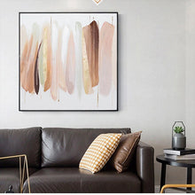 Загрузите изображение в программу просмотра галереи, Nordic Hand Painted Abstract Gold Pink Oil Painting On Canvas Wall Poster Hanging Picture Image For Living Room Bedroom Unframed