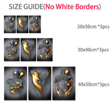 Load image into Gallery viewer, 3PCS Black and Gold Statue Posters Love Heart Figure Canvas Painting Wall Art Prints Pictures for Living Room Modern Home Decor