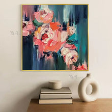 Laden Sie das Bild in den Galerie-Viewer, Abstract Floral Decor Poster Handmade Oil Painting Wall Art Hanging Canvas Picture Unframed Living Room Bedroom Restaurant Mural