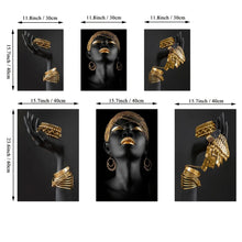 Load image into Gallery viewer, 3pcs African Black Women With Gold Jewelry Wall Art Posters Perfect Living Room Prints Canvas For Home Wall Art Decor Pictures