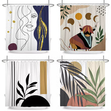 Load image into Gallery viewer, Nordic Abstract Art Boho Shower Curtain Waterproof Polyester Bath Curtains Tropical Leaves Palm Curtains For Bathroom Decor