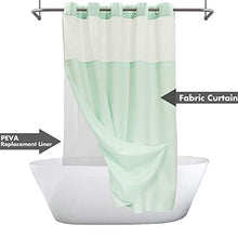 Carica l'immagine nel visualizzatore della Galleria, Tenda da doccia strutturata fiammata senza gancio con set di fodera in PEVA a scatto - 71" x 74" (72"), stile hotel con finestra superiore trasparente, lavabile in lavatrice e idrorepellente, verde menta, 71x74