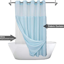 Carica l'immagine nel visualizzatore della Galleria, Tenda da doccia strutturata fiammata senza gancio con set di fodera in PEVA a scatto - 71" x 74"(72"), stile hotel con finestra superiore trasparente, lavabile in lavatrice e idrorepellente, Blu, 71x74