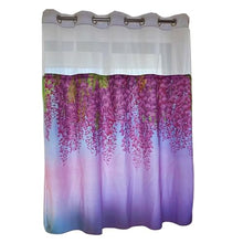Load image into Gallery viewer, Whatarter Pink Leaf Shower Curtain No Hook with Snap-in Liner Top Window Hotel Fabric Cloth Decor Bathroom Double Layers Red Floral Green Flower Curtains Sets Decorative 71 x 74 inches