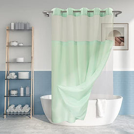 No Hook Slub Textured Shower Curtain with Snap-in PEVA Liner Set - 71