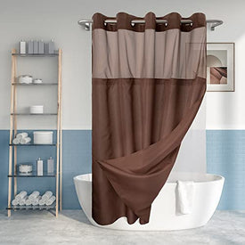 No Hook Slub Textured Shower Curtain with Snap-in PEVA Liner Set - 71