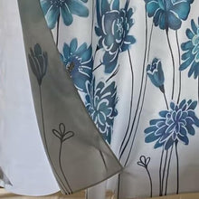 Load image into Gallery viewer, Whatarter Blue Floral Teal Flower Shower Curtain No Hook with Snap-in Liner Top Window Hotel Luxury Fabric Cloth Decor Bathroom Double Layers Mesh Curtains Sets Decorative 71 x 74 inches